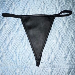 New Small Faux Leather Bikini, G-String, T-Back Thong, Panties, Lingerie - Black